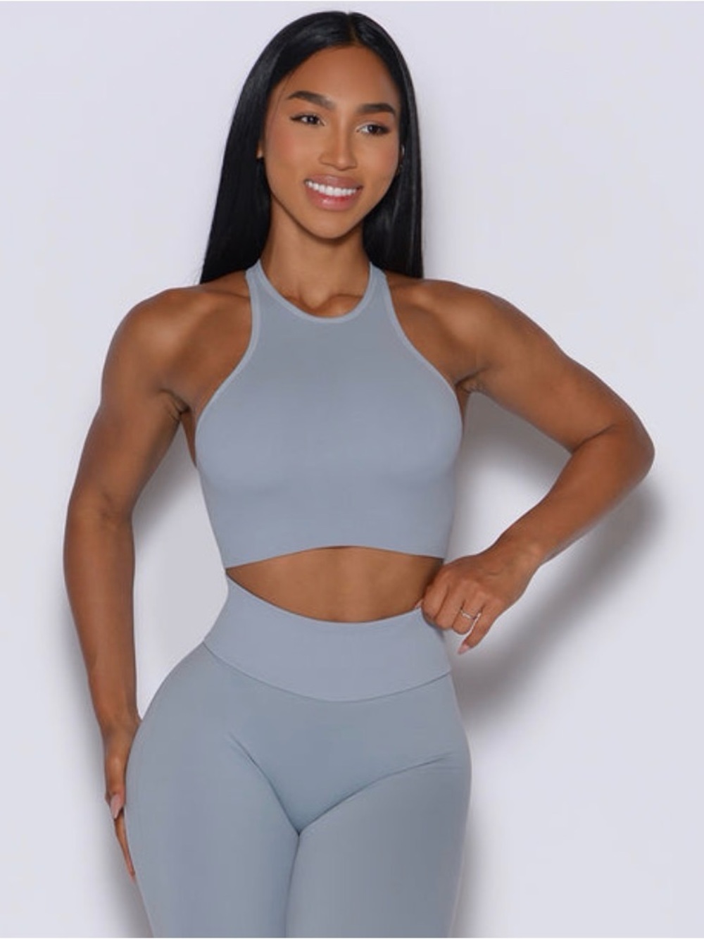 Bombshell Sportswear Carbon Gray Racerback Seamless Sports Bra